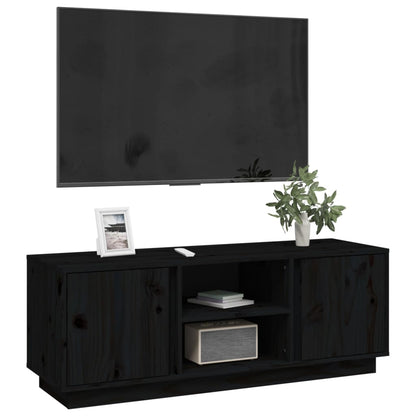 Tv-bänk svart 110x35x40,5 cm massiv furu