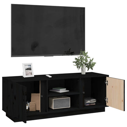 Tv-bänk svart 110x35x40,5 cm massiv furu