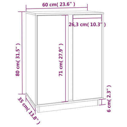 Skänk vit 60x35x80 cm massiv furu