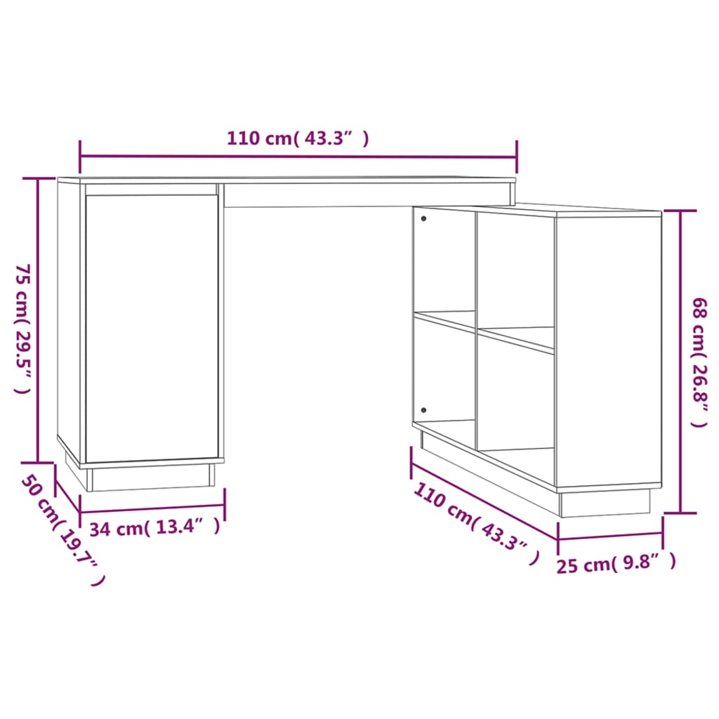 Skrivbord honungsbrun 110x50x75 cm massiv furu