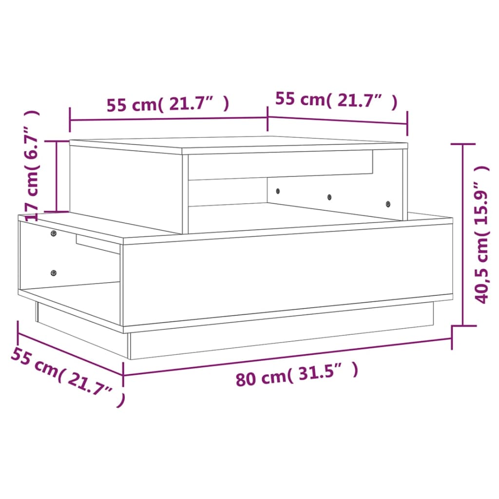 Soffbord grå 80x55x40,5 cm massivt furu