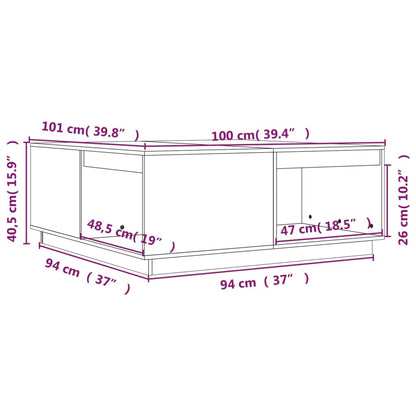 Soffbord vit 100x101x40,5 cm massiv furu