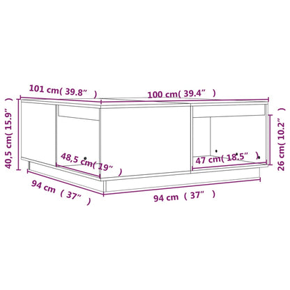 Soffbord grå 100x101x40,5 cm massiv furu