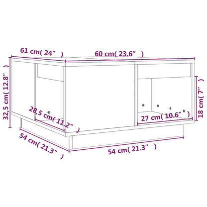 Soffbord vit 60x61x32,5 cm massiv furu