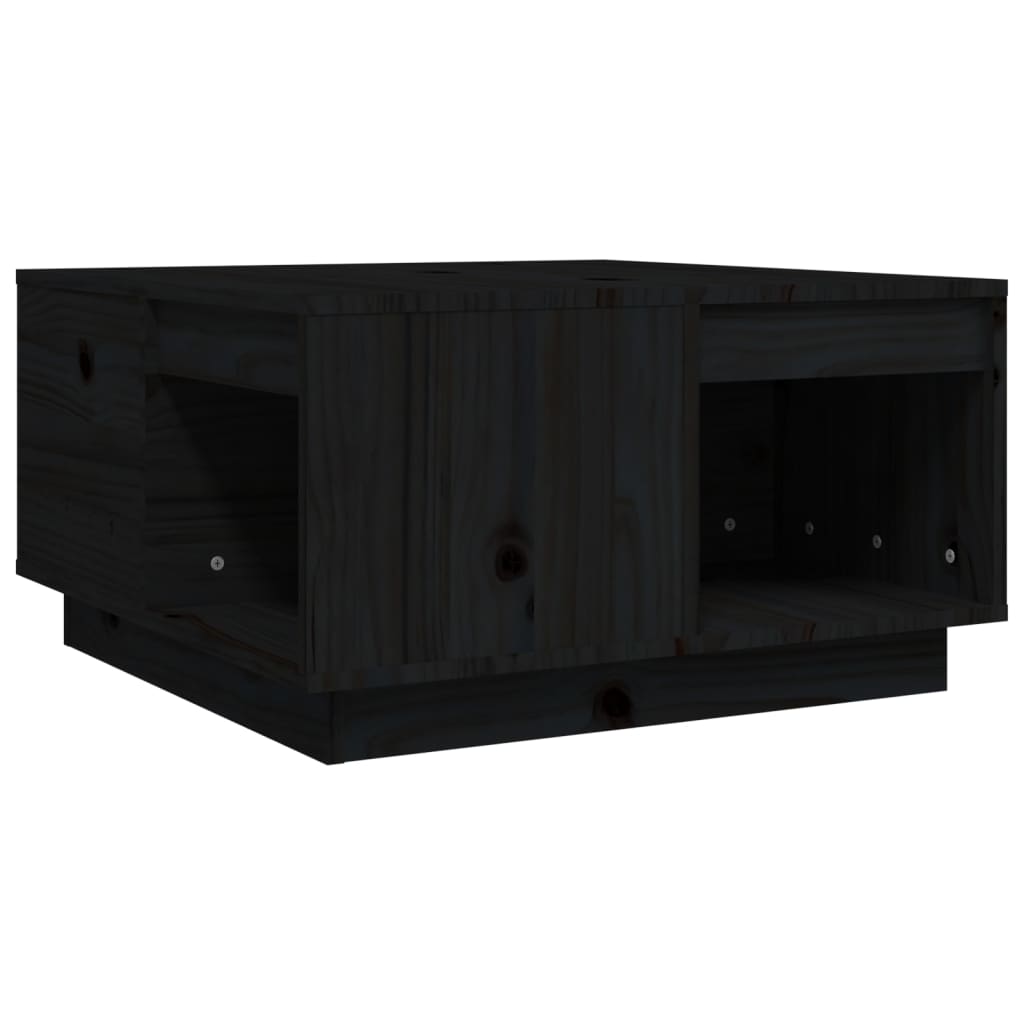 Soffbord svart 60x61x32,5 cm massiv furu