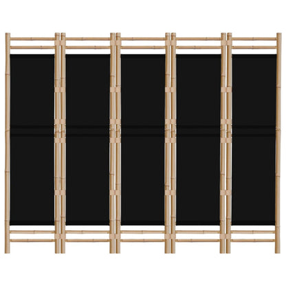 Rumsavdelare 5 paneler hopfällbar 200 cm bambu och kanvas