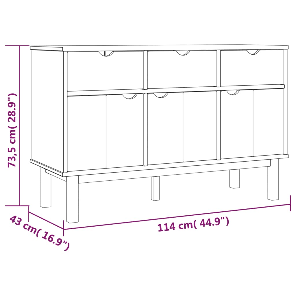 Skänk OTTA 114x43x73,5 cm massiv furu