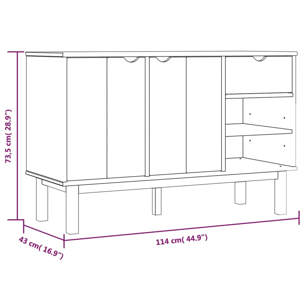 Skänk OTTA 114x43x73,5 cm massiv furu