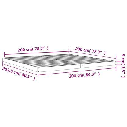 Sängram 200x200 cm massiv furu