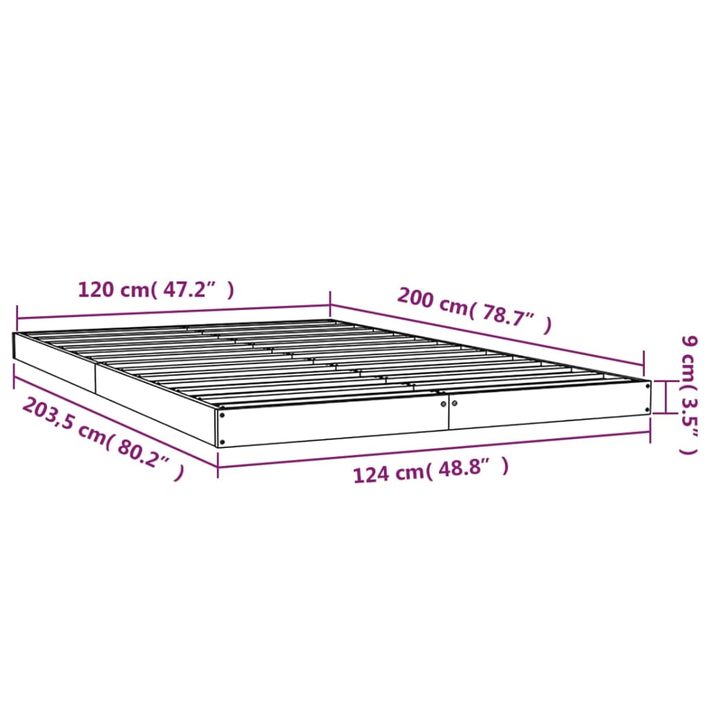 Sängram vit 120x200 cm massiv furu