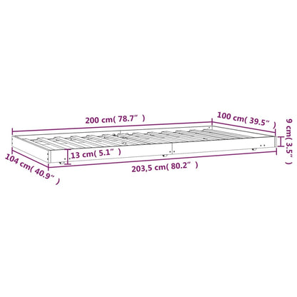 Sängram utan madrass 100x200 cm massiv furu