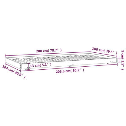 Sängram utan madrass vit 100x200 cm massiv furu