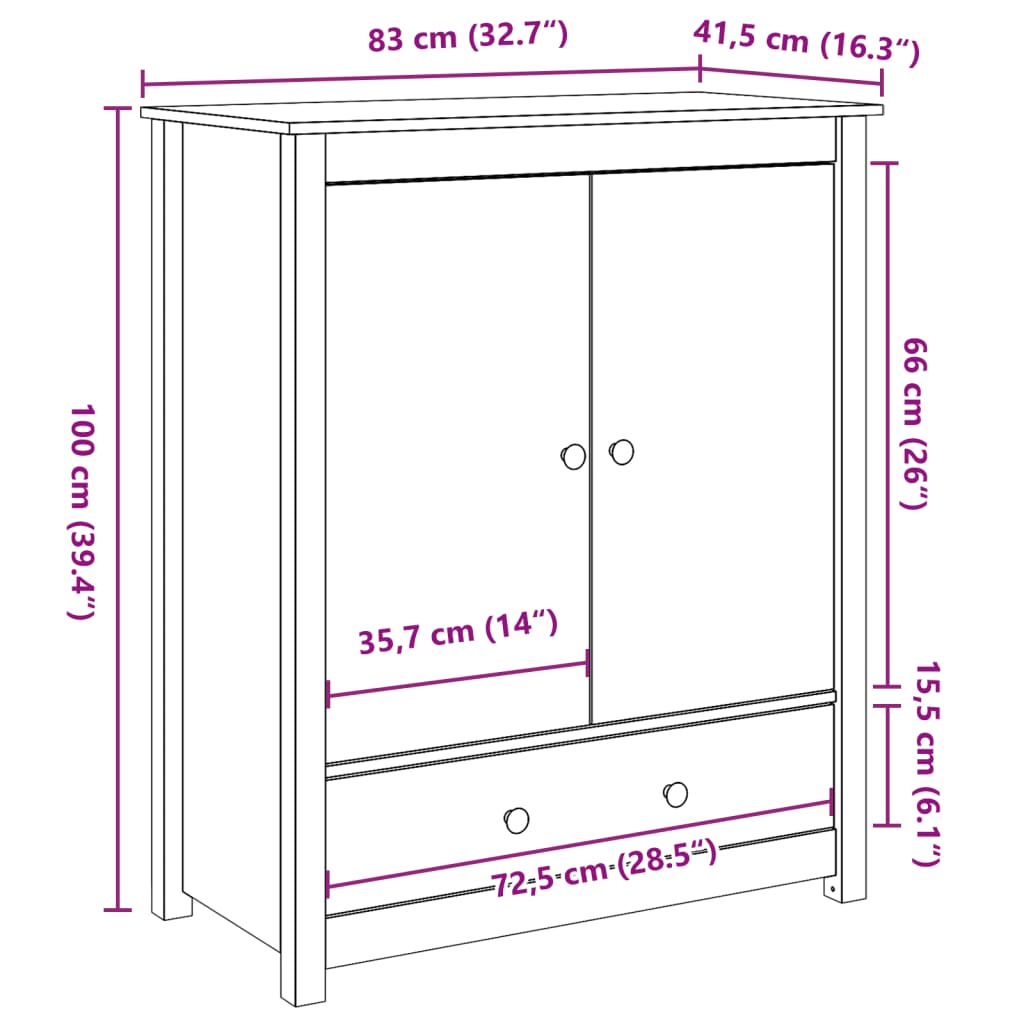 förvaringshylla 83x41,5x100 cm massiv furu