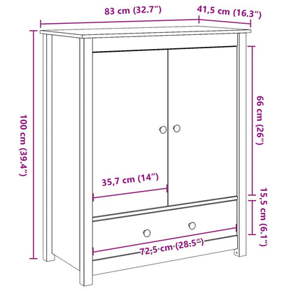 Skänk vit 83x41,5x100 cm massiv furu