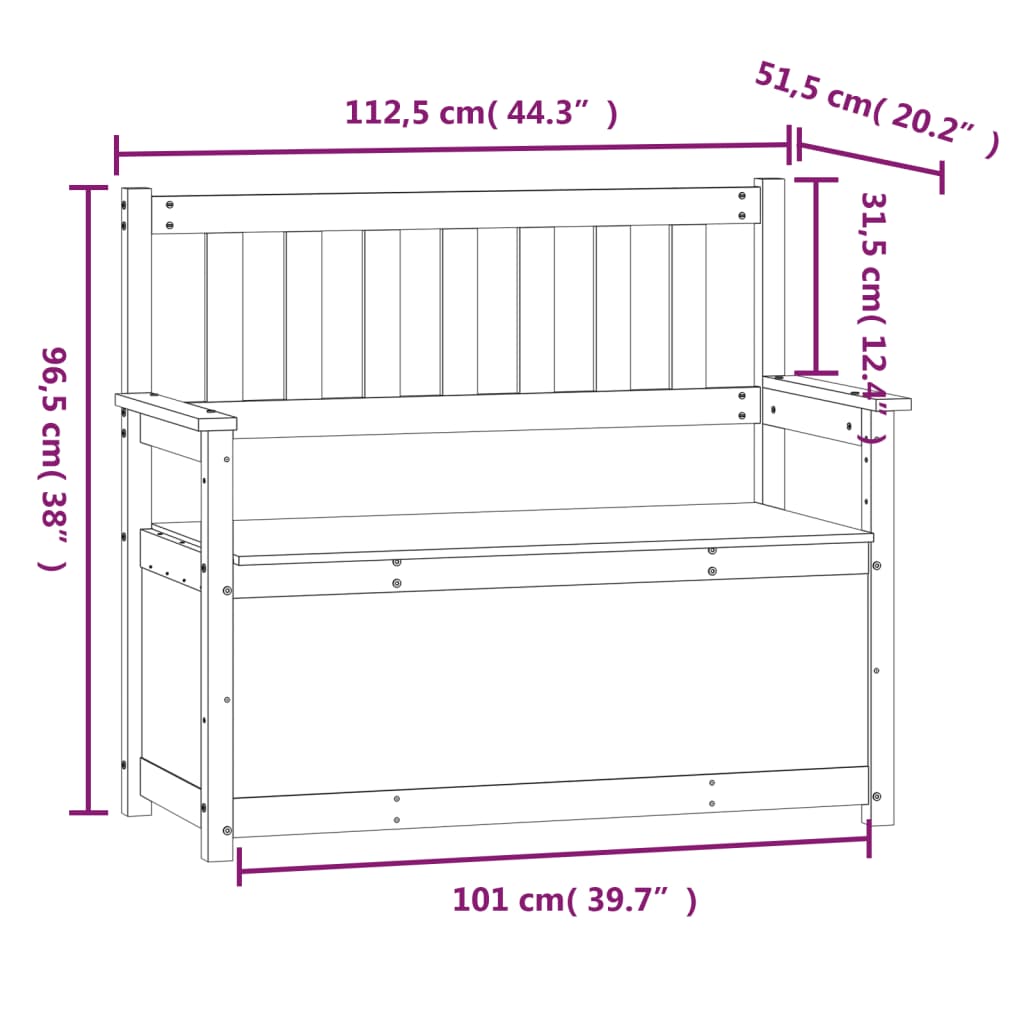 Bänk 112,5x51,5x96,5 cm massiv furu