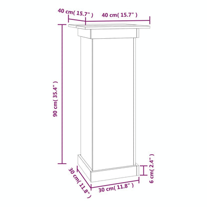 Växtställ vit 40x40x90 cm massiv furu