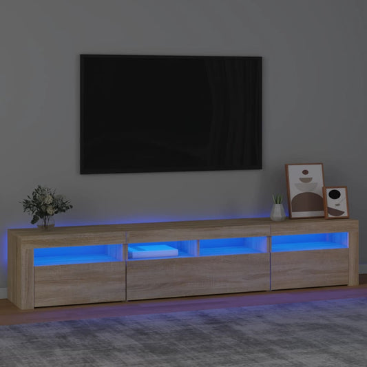 Tv-bänk med LED-belysning sonoma ek 210x35x40 cm