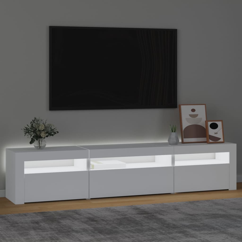 Tv-bänk med LED-belysning vit 195x35x40 cm