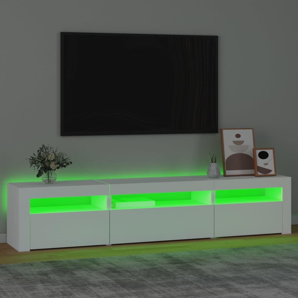 Tv-bänk med LED-belysning vit 195x35x40 cm