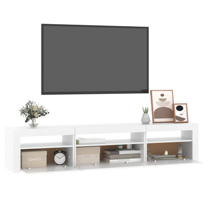 Tv-bänk med LED-belysning vit 195x35x40 cm