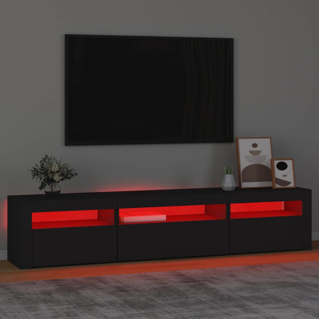 Tv-bänk med LED-belysning svart 195x35x40 cm