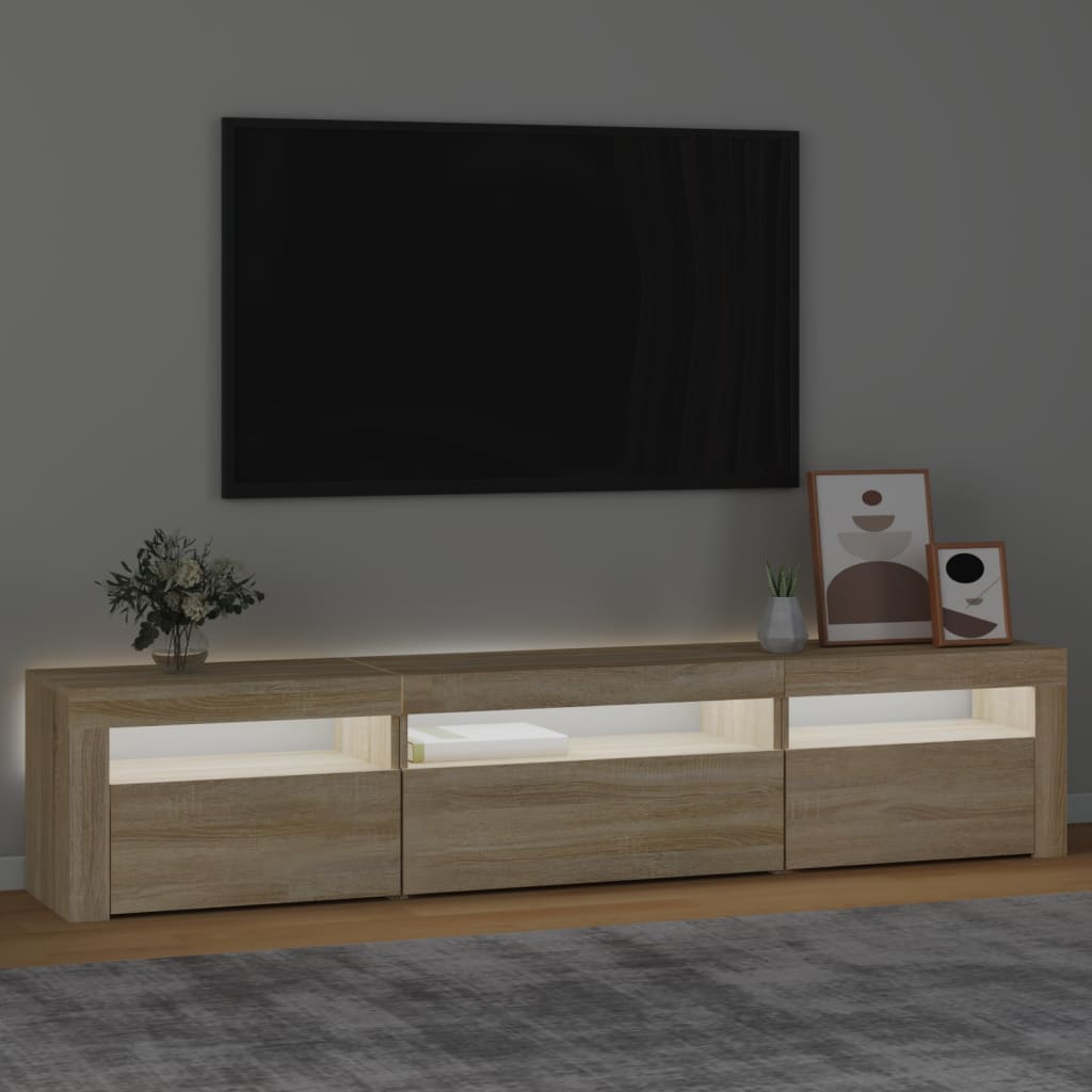 Tv-bänk med LED-belysning sonoma ek 195x35x40 cm