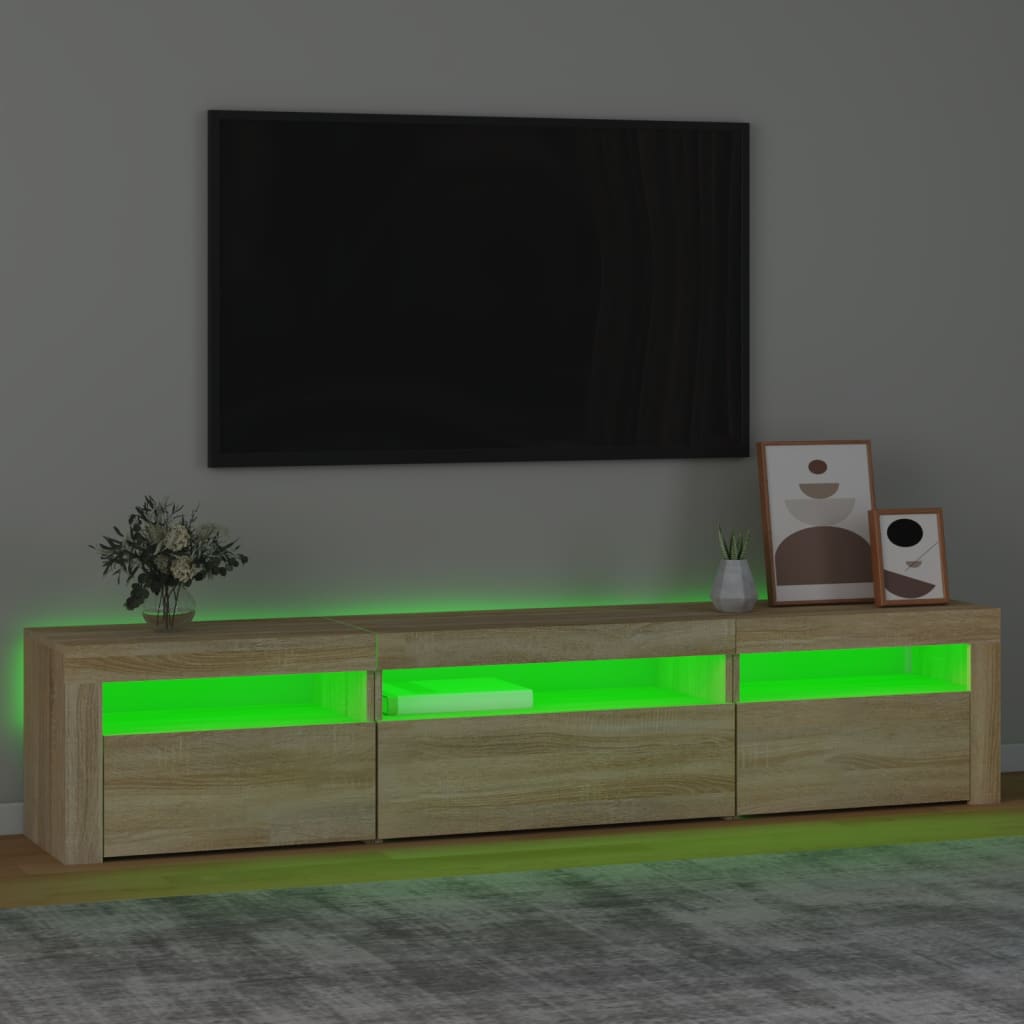 Tv-bänk med LED-belysning sonoma ek 195x35x40 cm