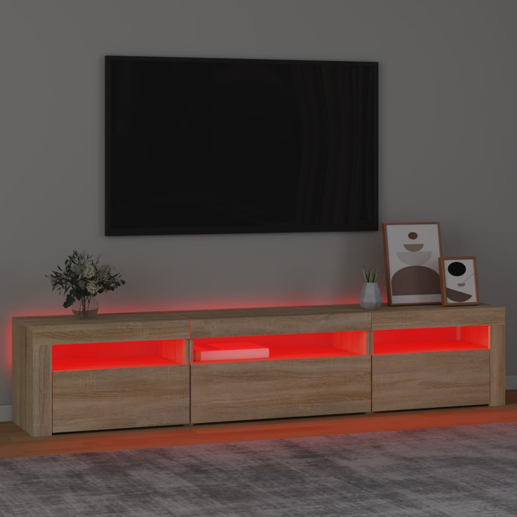 Tv-bänk med LED-belysning sonoma ek 195x35x40 cm