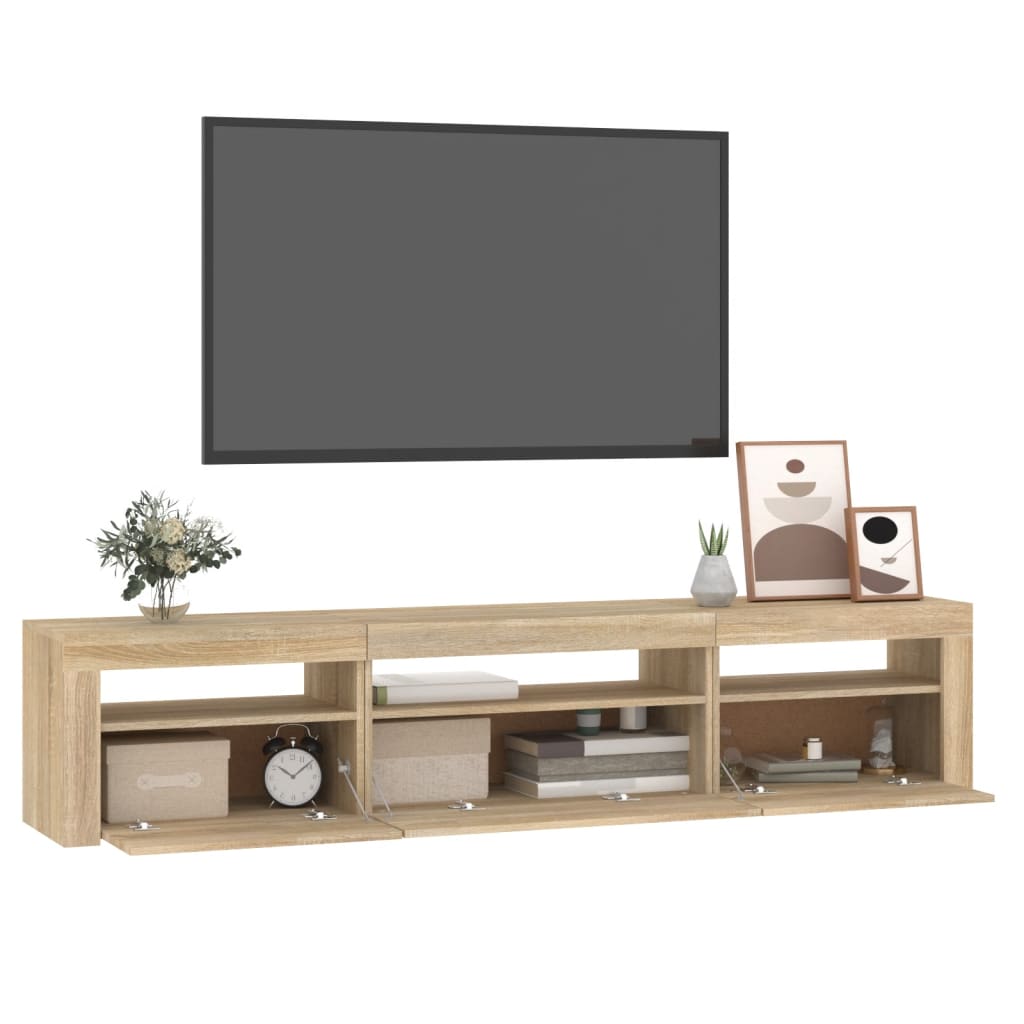 Tv-bänk med LED-belysning sonoma ek 195x35x40 cm