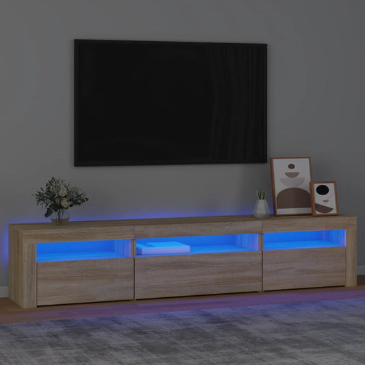 Tv-bänk med LED-belysning sonoma ek 195x35x40 cm