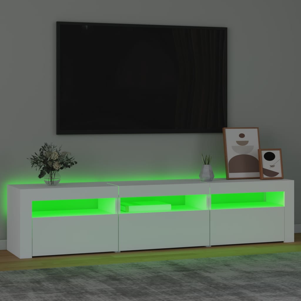 Tv-bänk med LED-belysning vit 180x35x40 cm