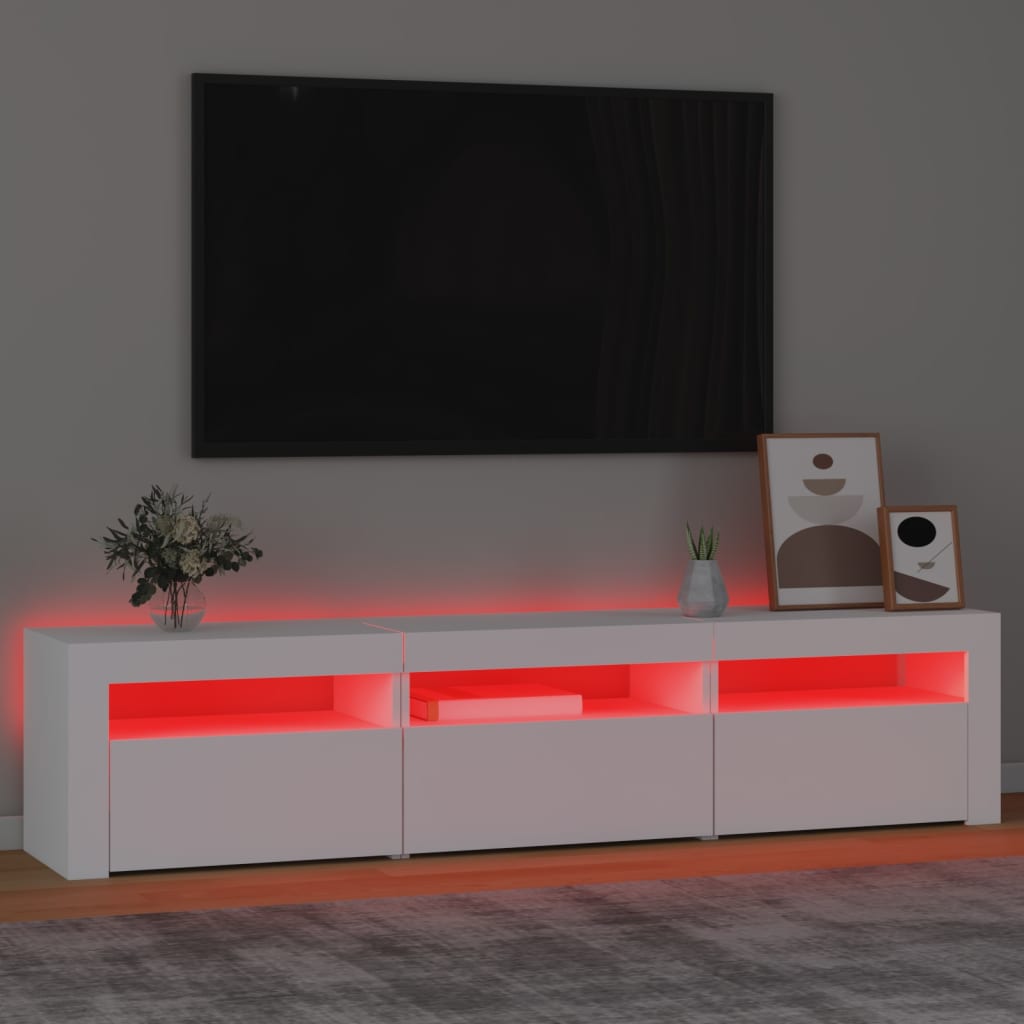 Tv-bänk med LED-belysning vit 180x35x40 cm