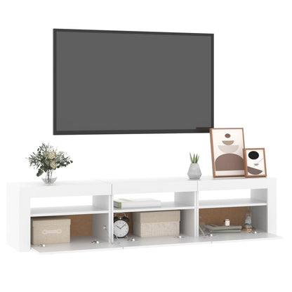 Tv-bänk med LED-belysning vit 180x35x40 cm