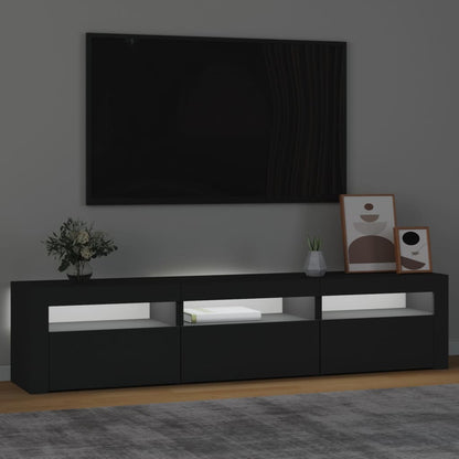 TV-bänk med LED-belysning svart 180x35x40 cm