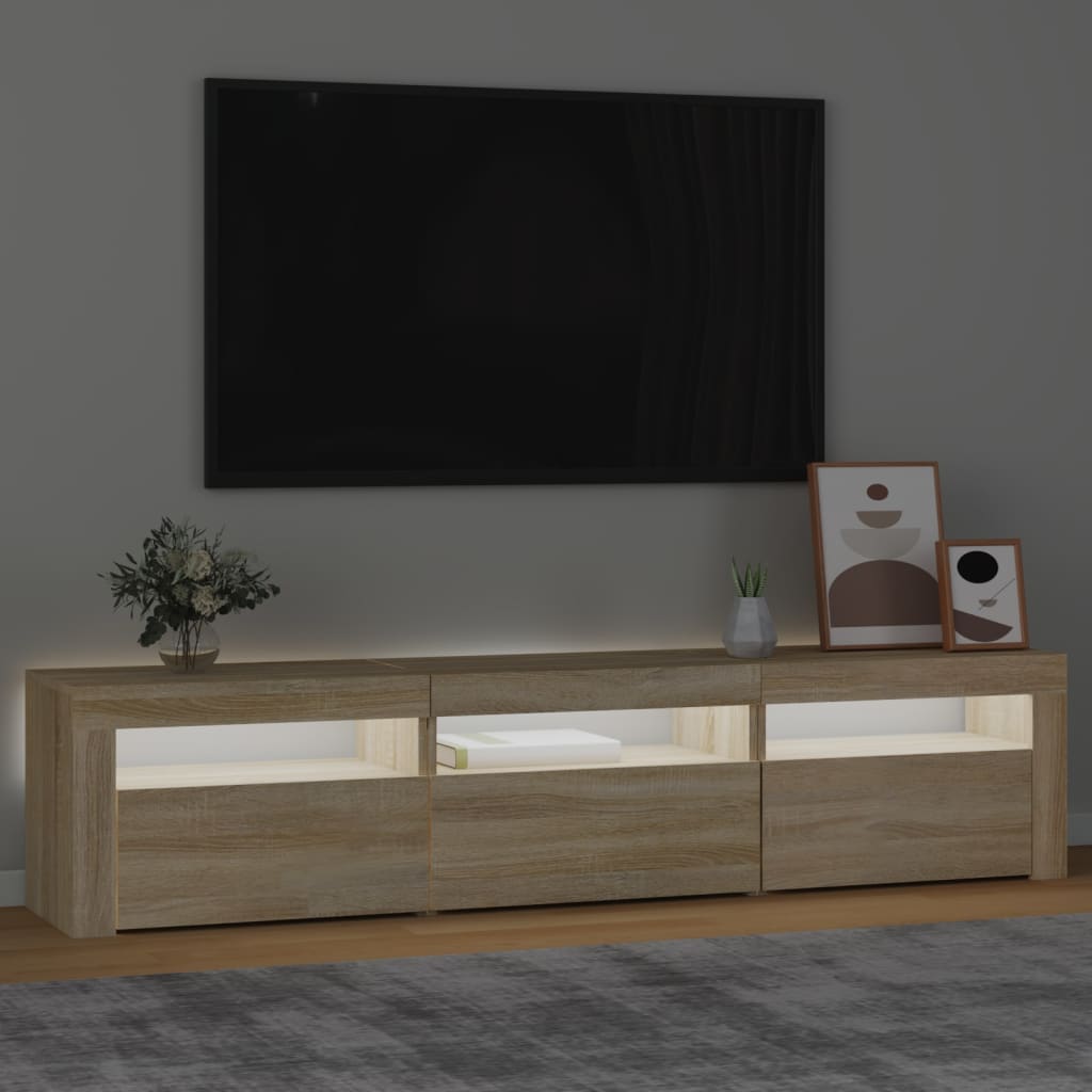 Tv-bänk med LED-belysning sonoma ek 180x35x40 cm