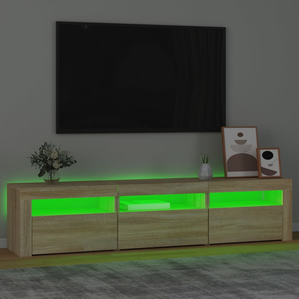 Tv-bänk med LED-belysning sonoma ek 180x35x40 cm