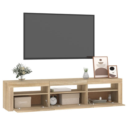 Tv-bänk med LED-belysning sonoma ek 180x35x40 cm