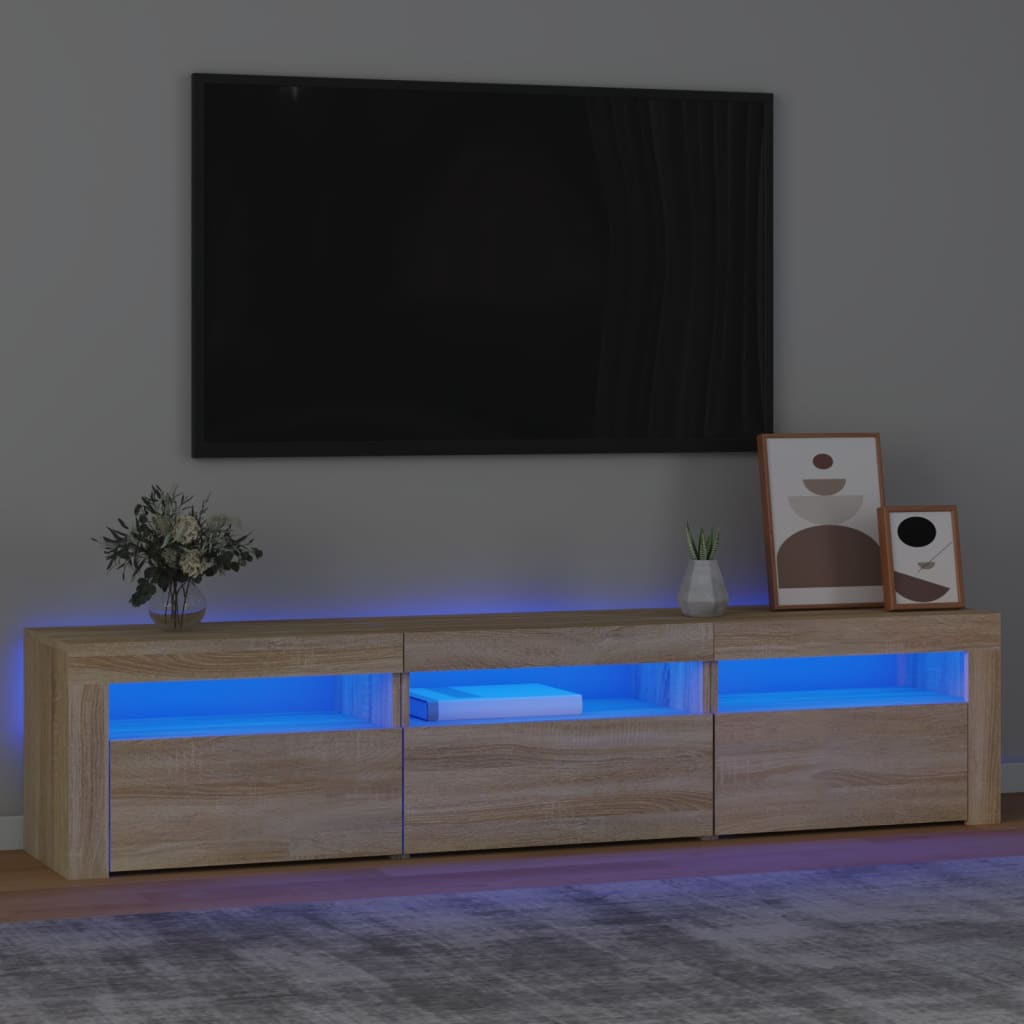 Tv-bänk med LED-belysning sonoma ek 180x35x40 cm