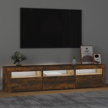 Tv-bänk med LED-belysning rökfärgad ek 180x35x40 cm