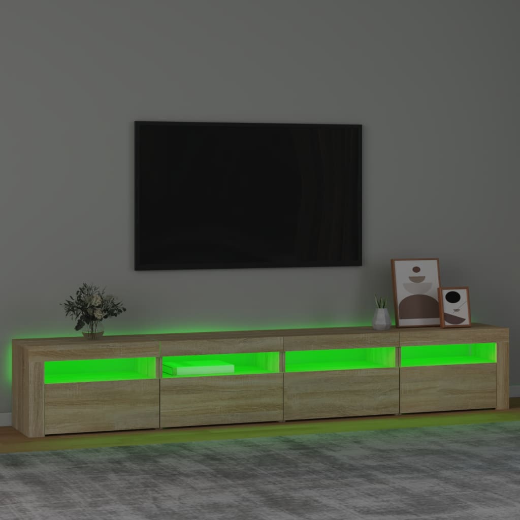 Tv-bänk med LED-belysning sonoma ek 240x35x40 cm