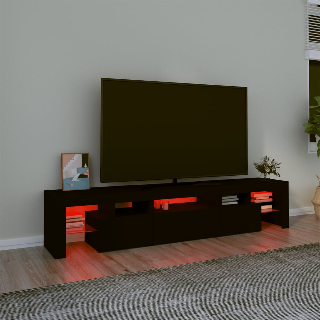 Tv-bänk med LED-belysning svart 200x36,5x40 cm