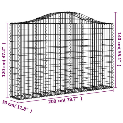 Gabion bågformad 200x30x120/140 cm galvaniserat järn