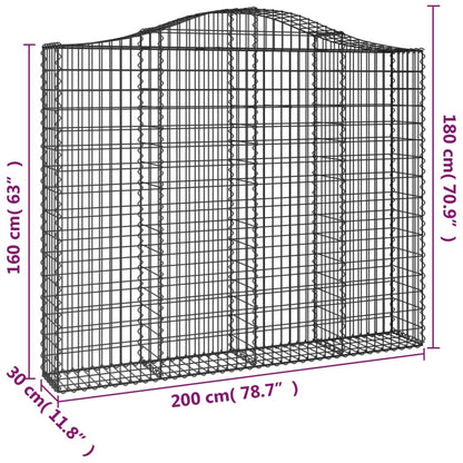 Gabion bågformad 200x30x160/180 cm galvaniserat järn