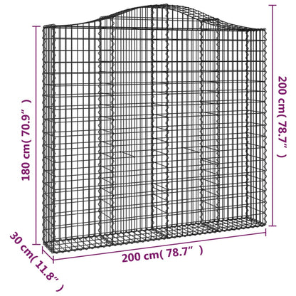 Gabion bågformad 200x30x180/200 cm galvaniserat järn