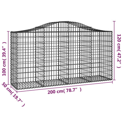 Gabion bågformad 200x50x100/120 cm galvaniserat järn