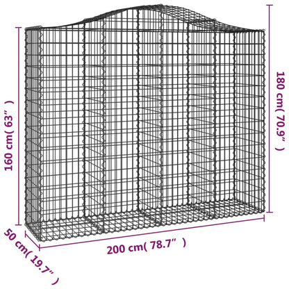 Gabion bågformad 200x50x160/180 cm galvaniserat järn