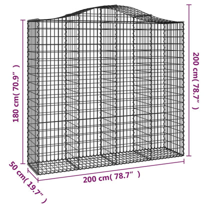 Gabion bågformad 200x50x180/200 cm galvaniserat järn