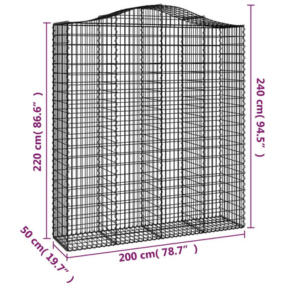 Gabion bågformad 200x50x220/240 cm galvaniserat järn