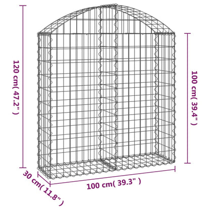 Gabion bågformad 100x30x100/120 cm galvaniserat järn