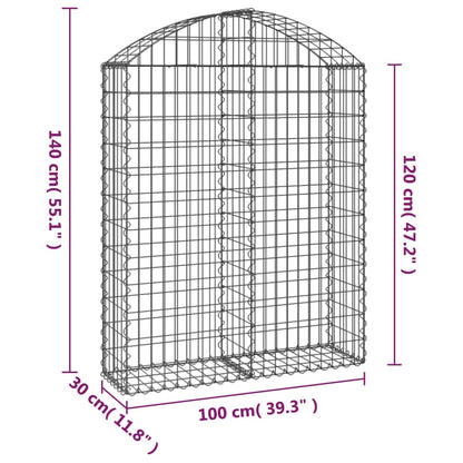 Gabion bågformad 100x30x120/140 cm galvaniserat järn